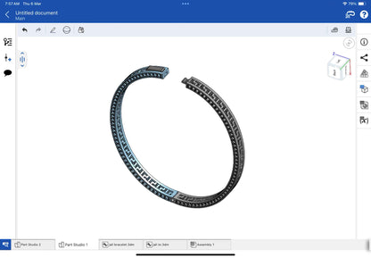 Jali bracelet with spring lock CAD file 3DM file STL file