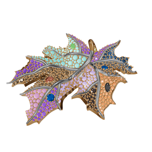 Maple Leaf Inspired Diamond Brooch & Pendant CAD 3dm and stl FILE