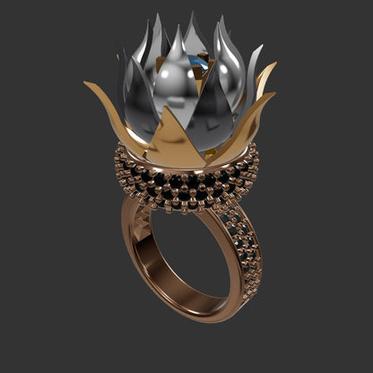 Mechanism lotus daimond ring CAD FILE
