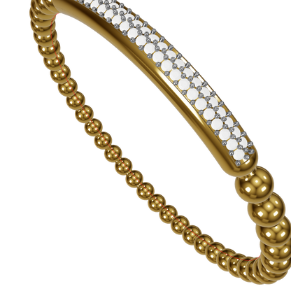 Stretchable Gold Bead Bracelet with Diamond Bar CAD file 3dm