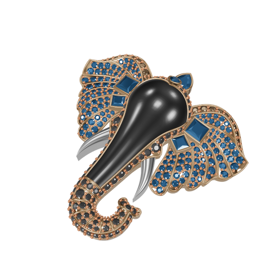 Elephant Pendant with brooch Pave CAD file