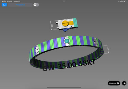 Modern Gem-Set Screw Bracelet | Premium 3D CAD Design