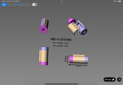 Cylinder Lock CAD Design | Two-Tone Functional Jewelry Lock Model