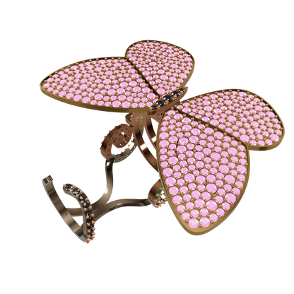 Butterfly Motif Kinetic Ring Movable Wings CAD Design 3D Model Files