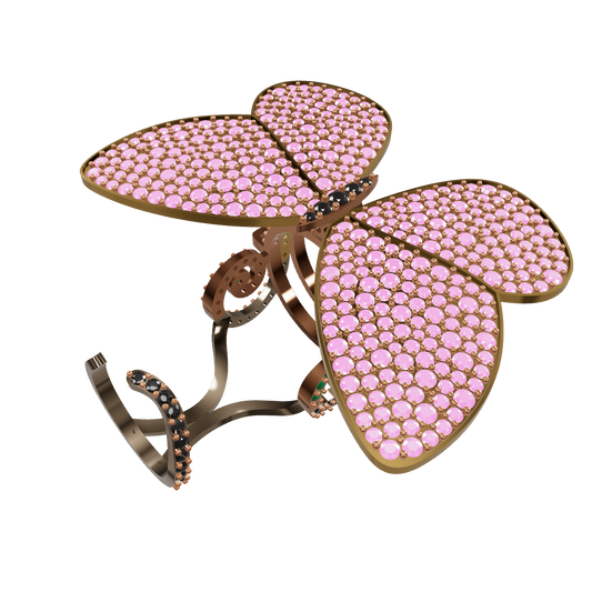 Butterfly Motif Kinetic Ring Movable Wings CAD Design 3D Model Files