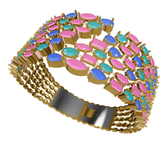 Mix stone hinge spring mechanism bracelet￼cad file