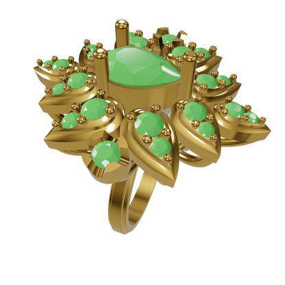 Majestic Petal Radiance Ring CAD Design