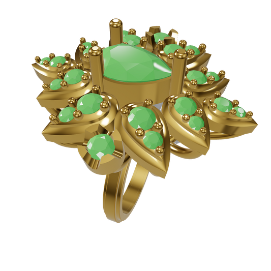 Majestic Petal Radiance Ring CAD Design