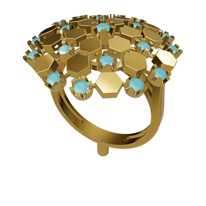 Hexagon Pattern Diamond Ring CAD FILE