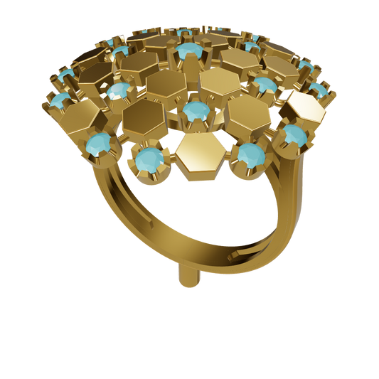 Hexagon Pattern Diamond Ring CAD FILE