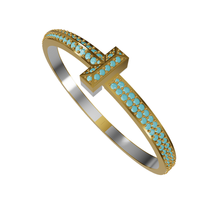 Tiffany T1 Inspired Bold Pave Diamond Bangle CAD