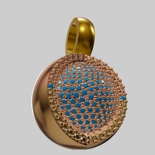 Round Dome Pave Diamond Pendant CAD Design