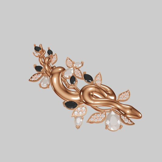 Leaf and Snake with daimond set broch CAD FILE