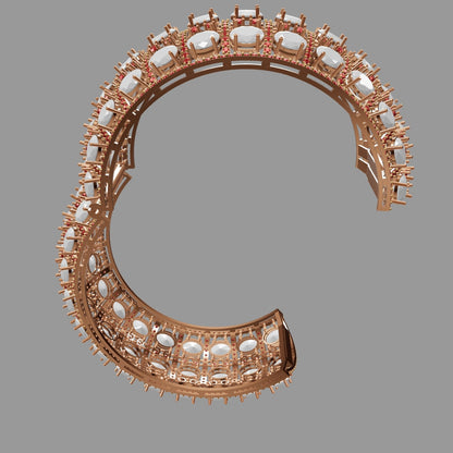 Lock mechanism oval Stone Wide Bangle CAD FILE