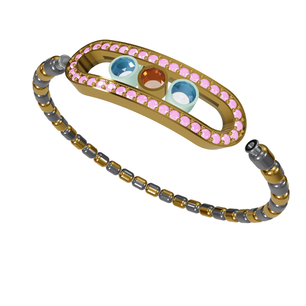 Sliding Center stone Bracelet CAD Spring Flexible Design – JewelryCrafto