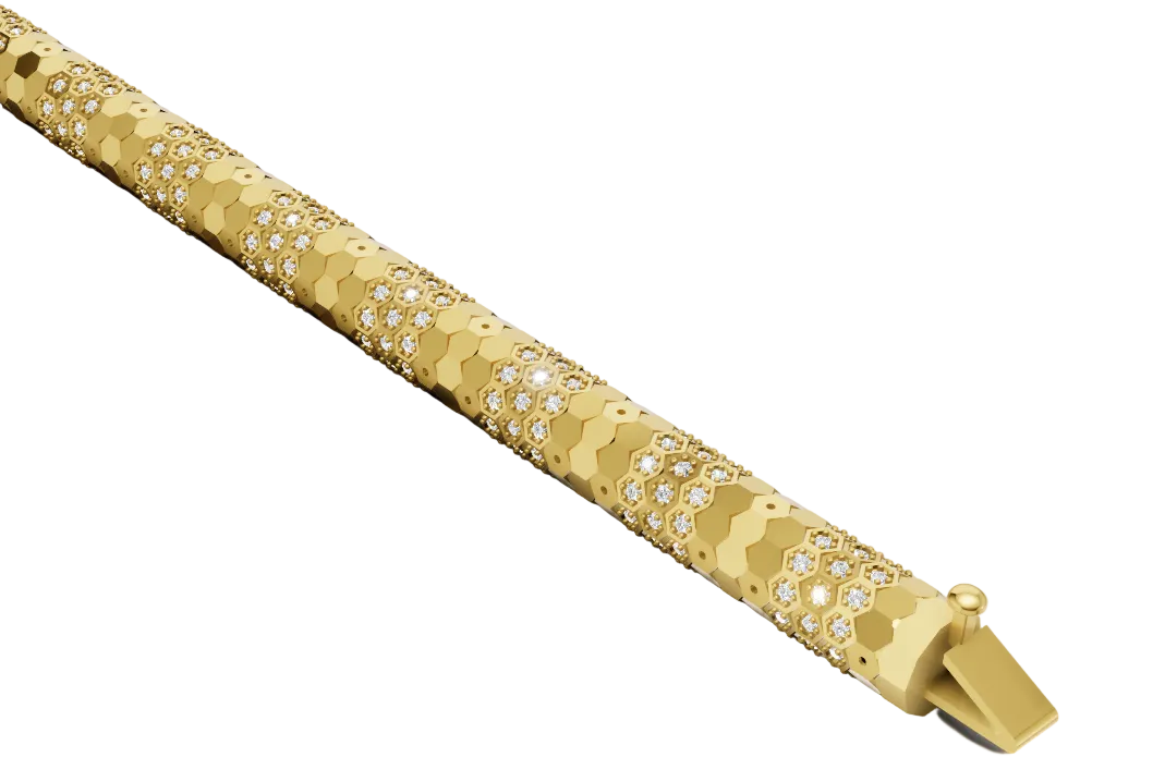 Honeycomb Full Pavé Lock Bracelet — jewelry CAD design