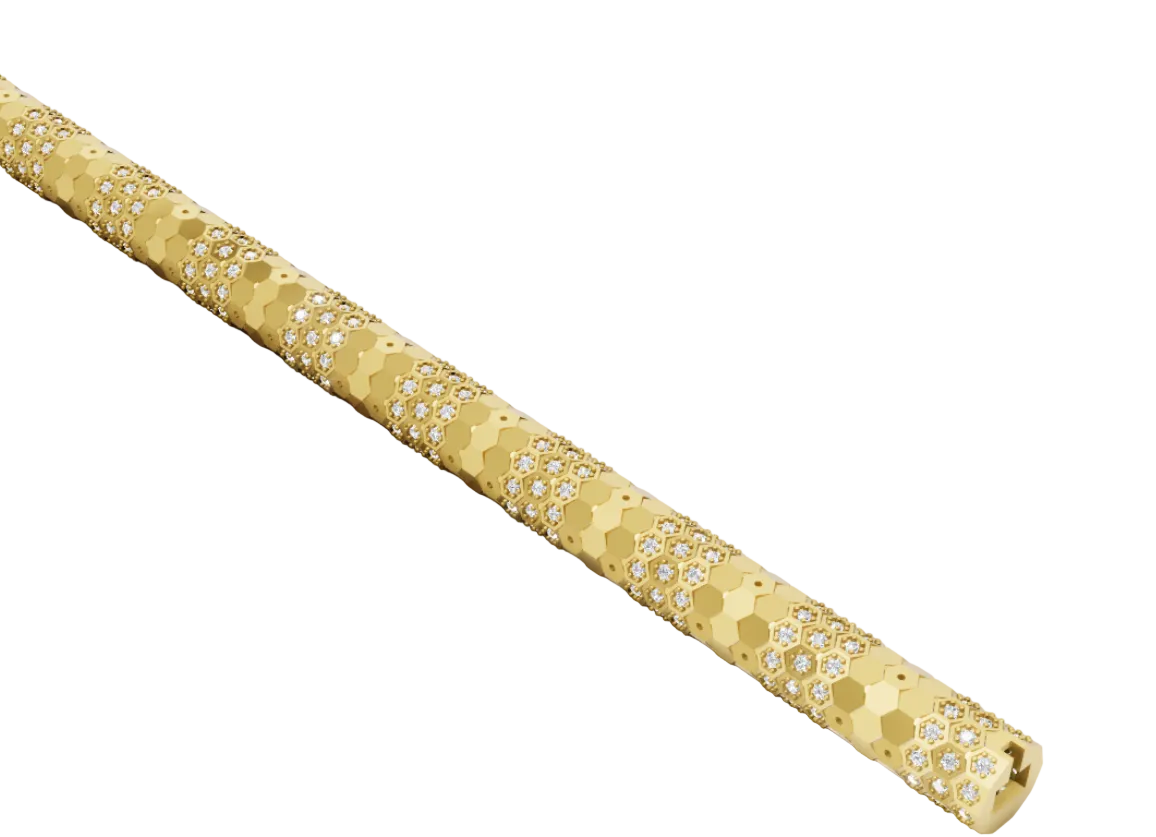 Honeycomb Full Pavé Lock Bracelet — jewelry CAD design