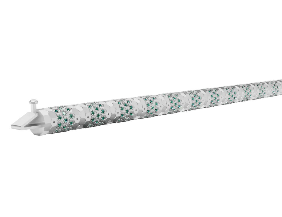 Honeycomb Full Pavé Lock Bracelet — jewelry CAD design