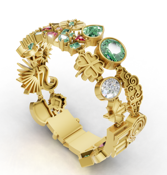 Stone Set Environment Inspired Lock Bracelet CAD FILE