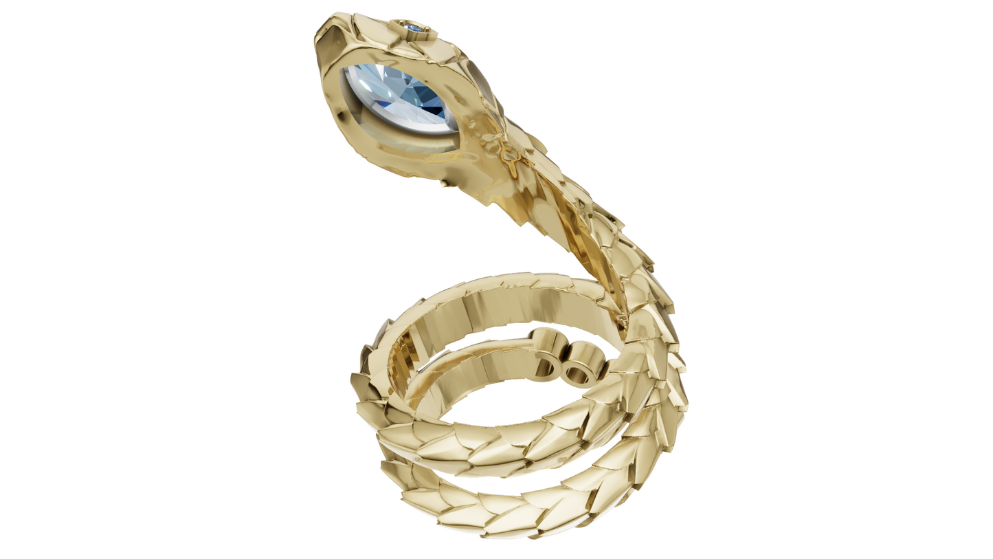 Snake Wrap  With Daimond Set Ring  CAD FLE