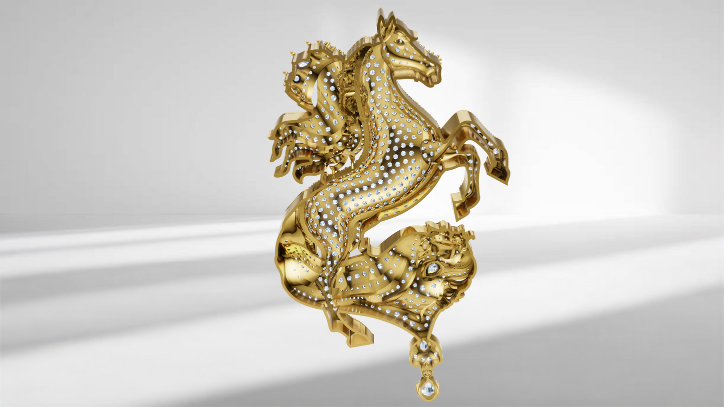 Horse Motif Daimond set Broch CAD FILE