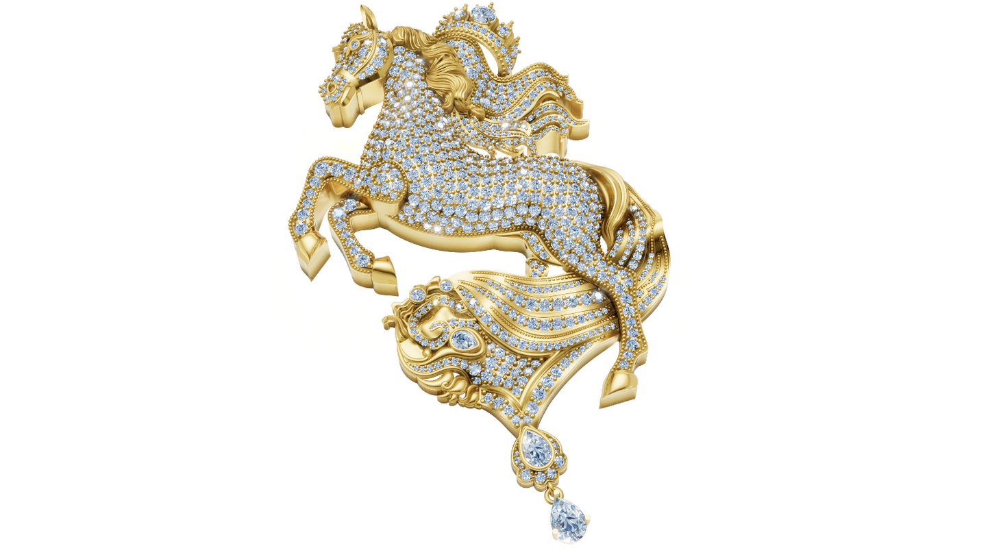 Horse Motif Daimond set Broch CAD FILE