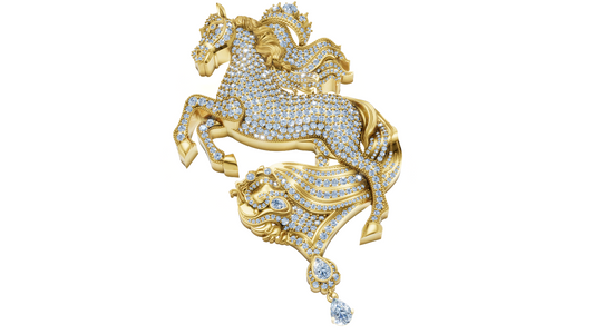 Horse Motif Daimond set Broch CAD FILE