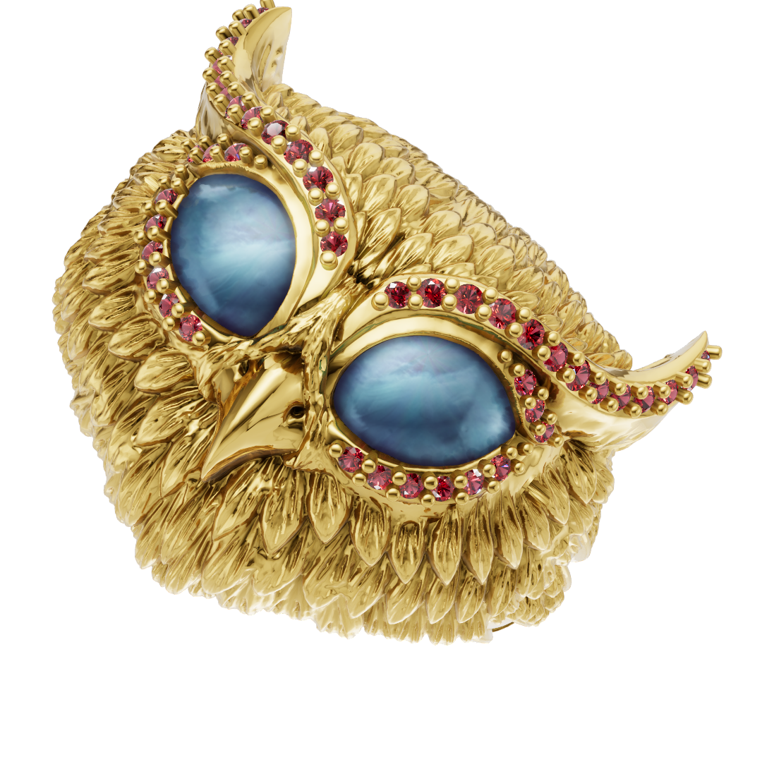 Owl Face Eyes Wings Mechanism Ring CAD FILE