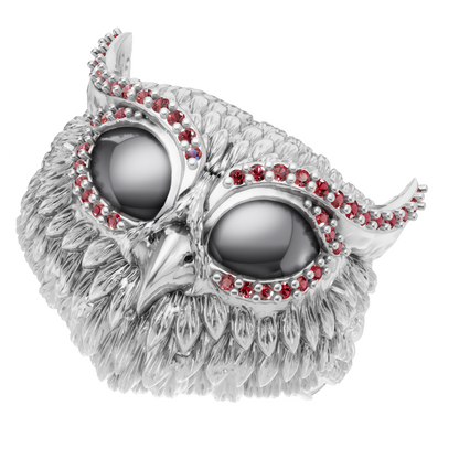 Owl Face Eyes Wings Mechanism Ring CAD FILE