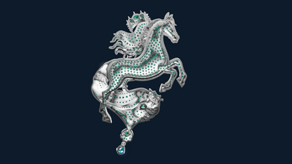 Horse Motif Daimond set Broch CAD FILE