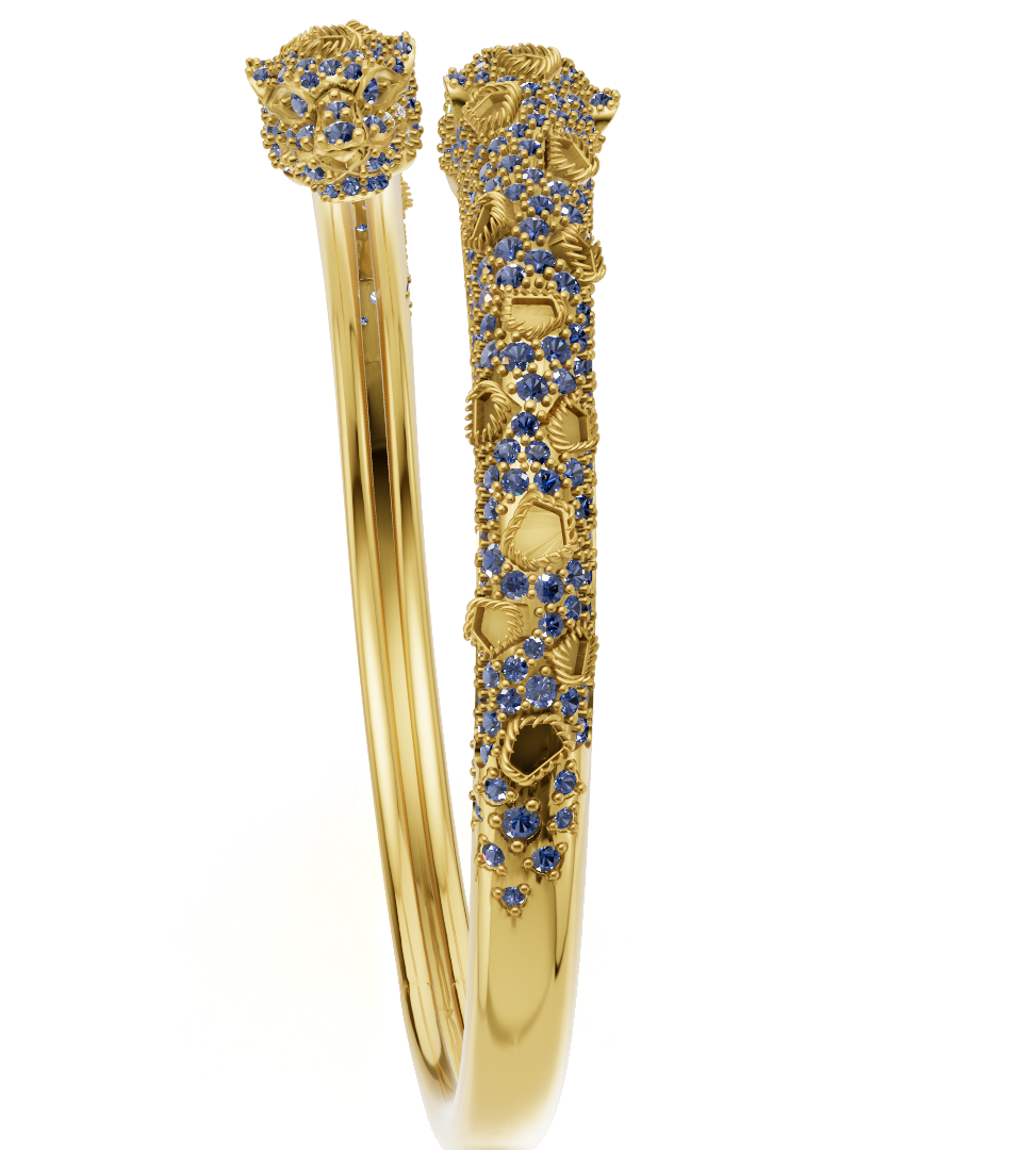 Panther Openable Mechanism Double Head Diomond Set Bracelet  CAD FILE