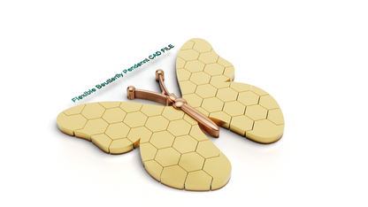 Flexible Butterfly Pendant Hexagon Pattern 3dm & stl cad file