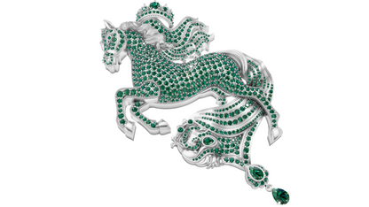 Horse Motif Daimond set Broch CAD FILE