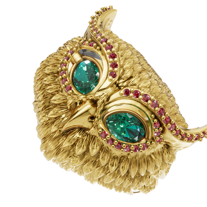 Owl Face Eyes Wings Mechanism Ring CAD FILE