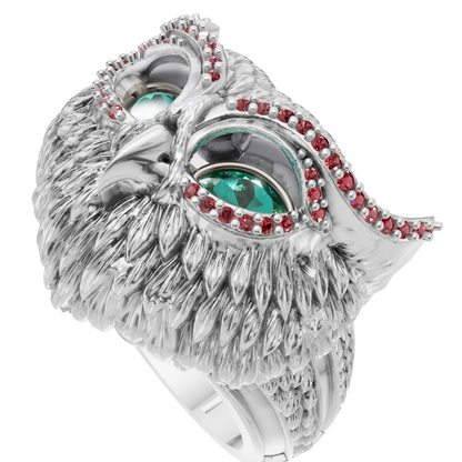 Owl Face Eyes Wings Mechanism Ring CAD FILE