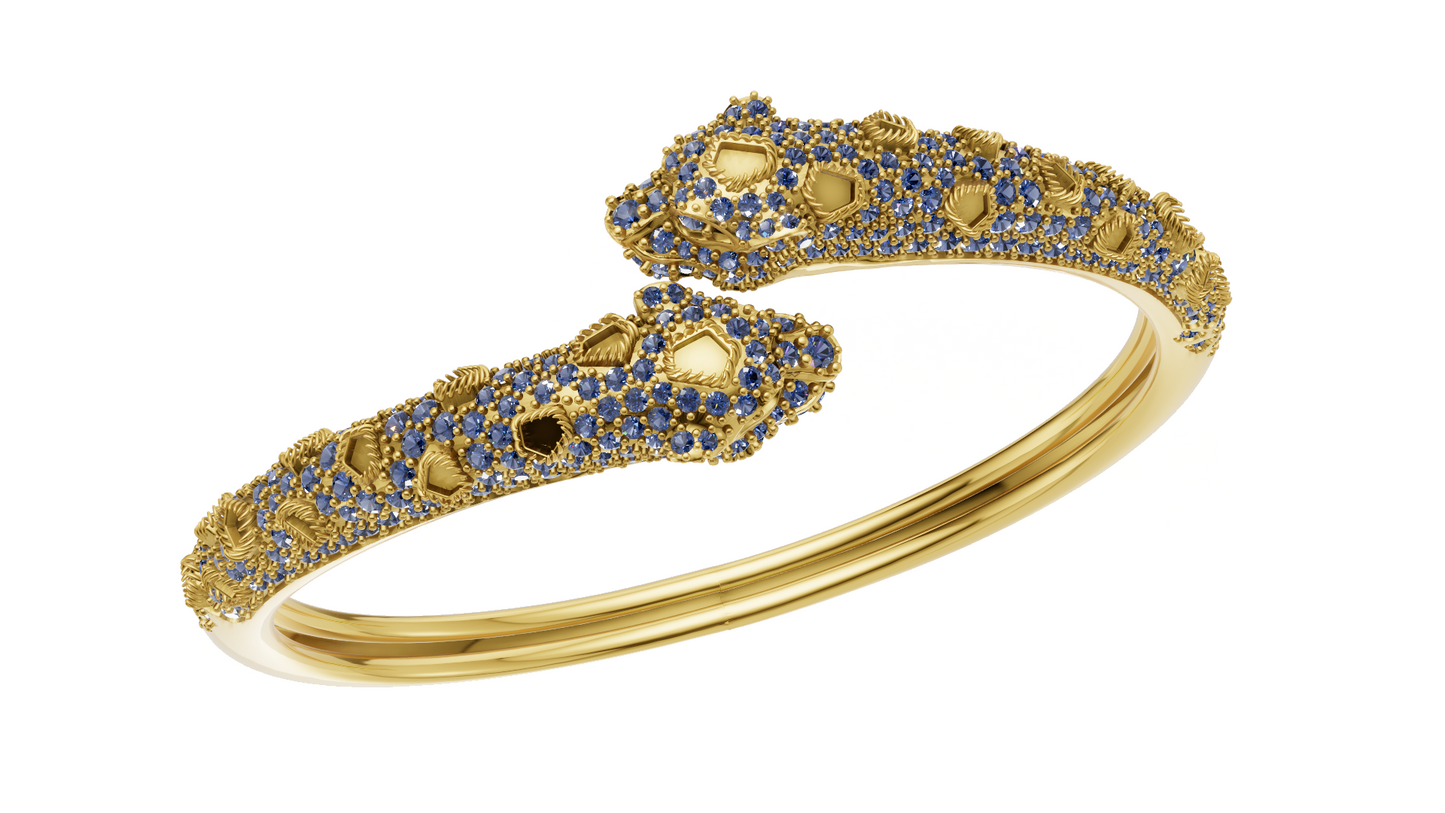 Panther Openable Mechanism Double Head Diomond Set Bracelet  CAD FILE