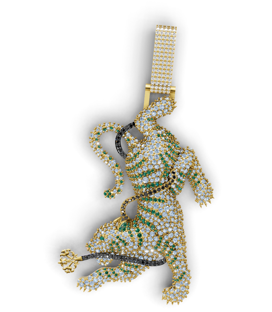 Diamond Panther Pendant  Micro Pave Stone CAD FILE