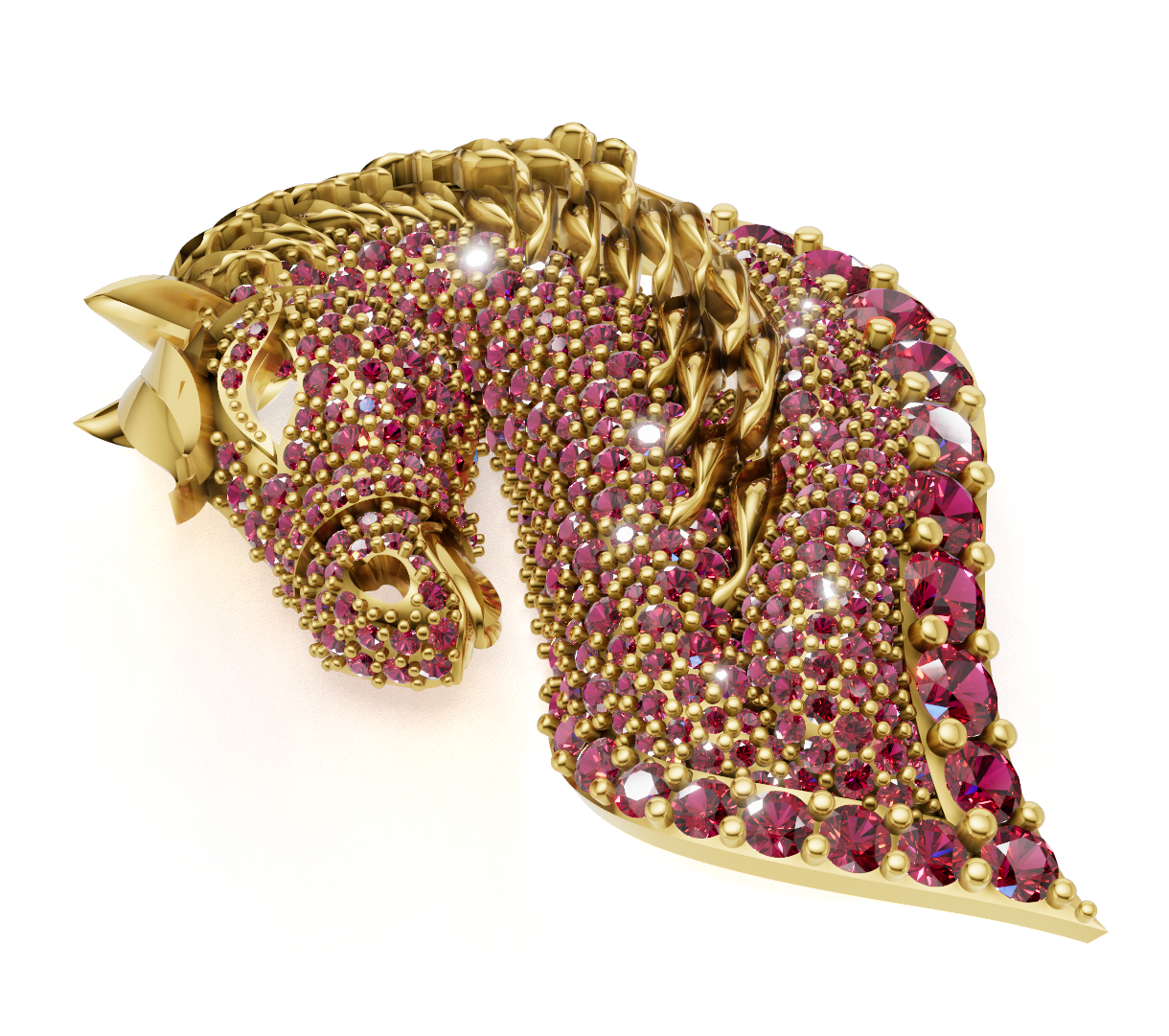 Horse Head Micro Pave With Daimond Set Pendent CAD FILE