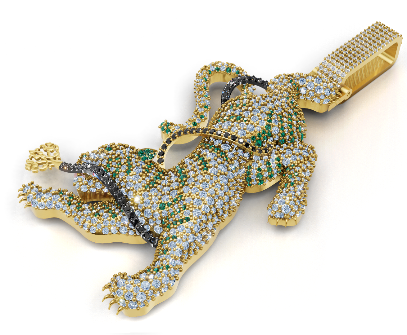 Diamond Panther Pendant  Micro Pave Stone CAD FILE