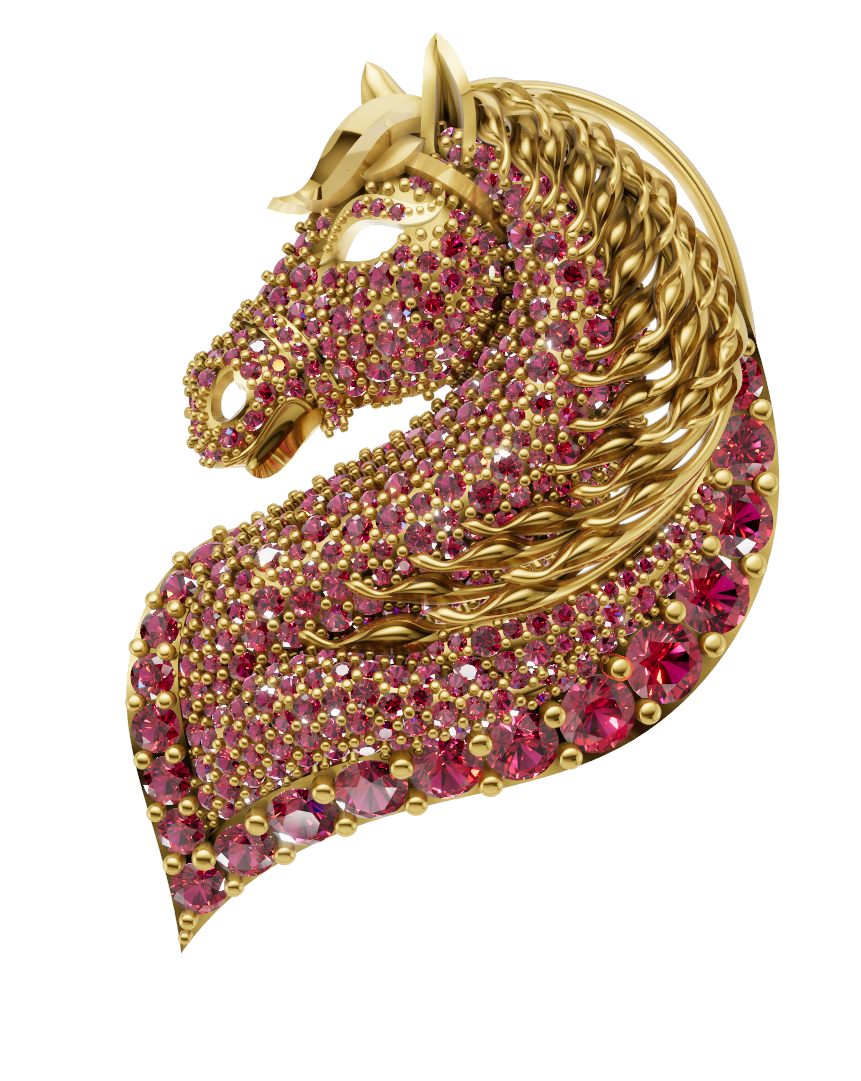 Horse Head Micro Pave With Daimond Set Pendent CAD FILE