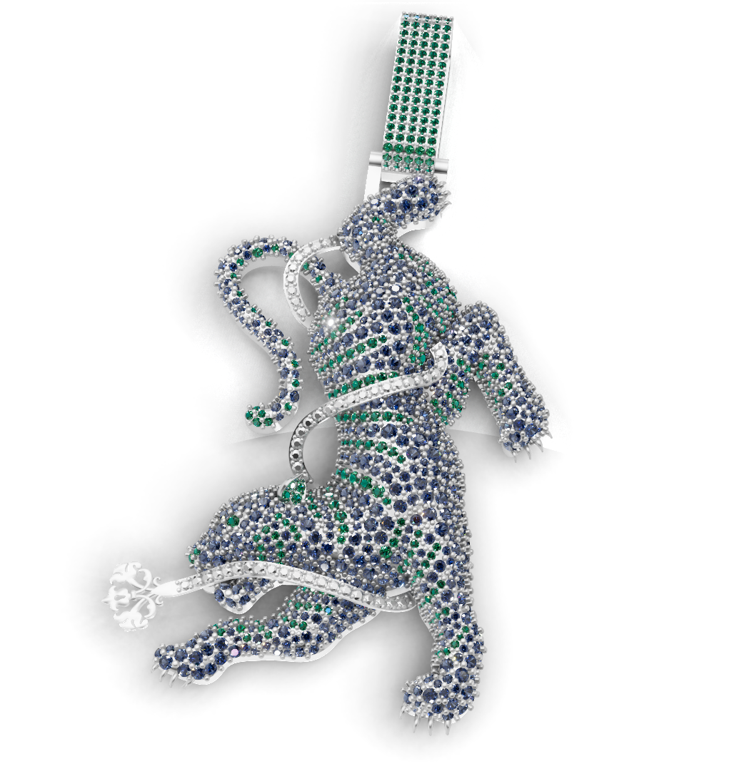 Diamond Panther Pendant  Micro Pave Stone CAD FILE