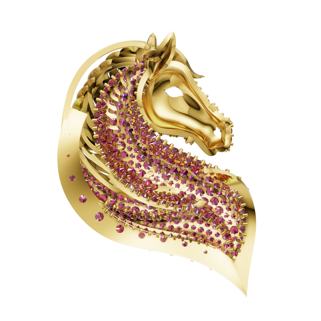 Horse Head Micro Pave With Daimond Set Pendent CAD FILE