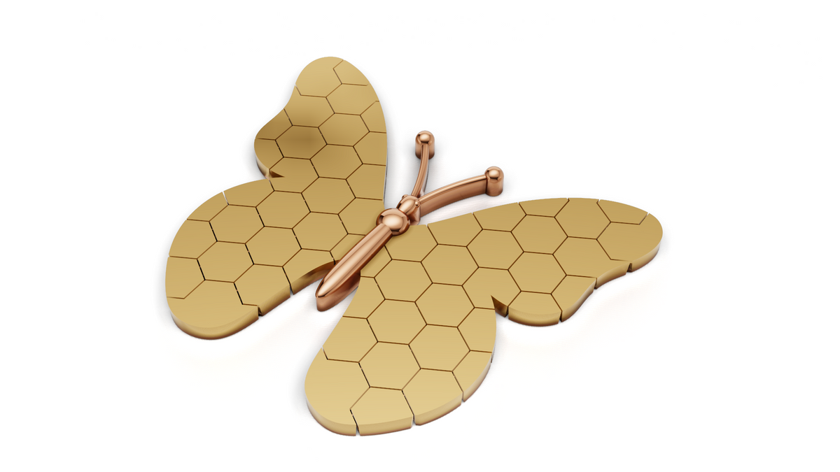 Flexible Butterfly Pendant Hexagon Pattern 3dm & stl cad file
