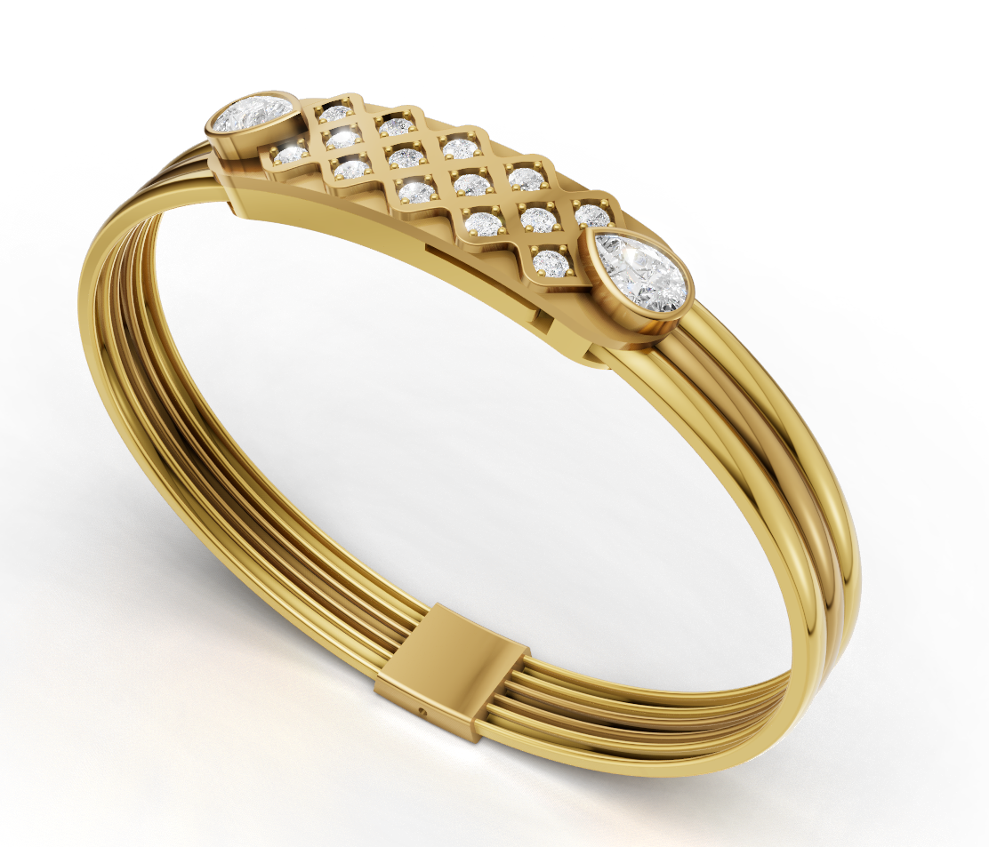 THREE WIRE OPENABLE DIAMOND BANGLE cad file