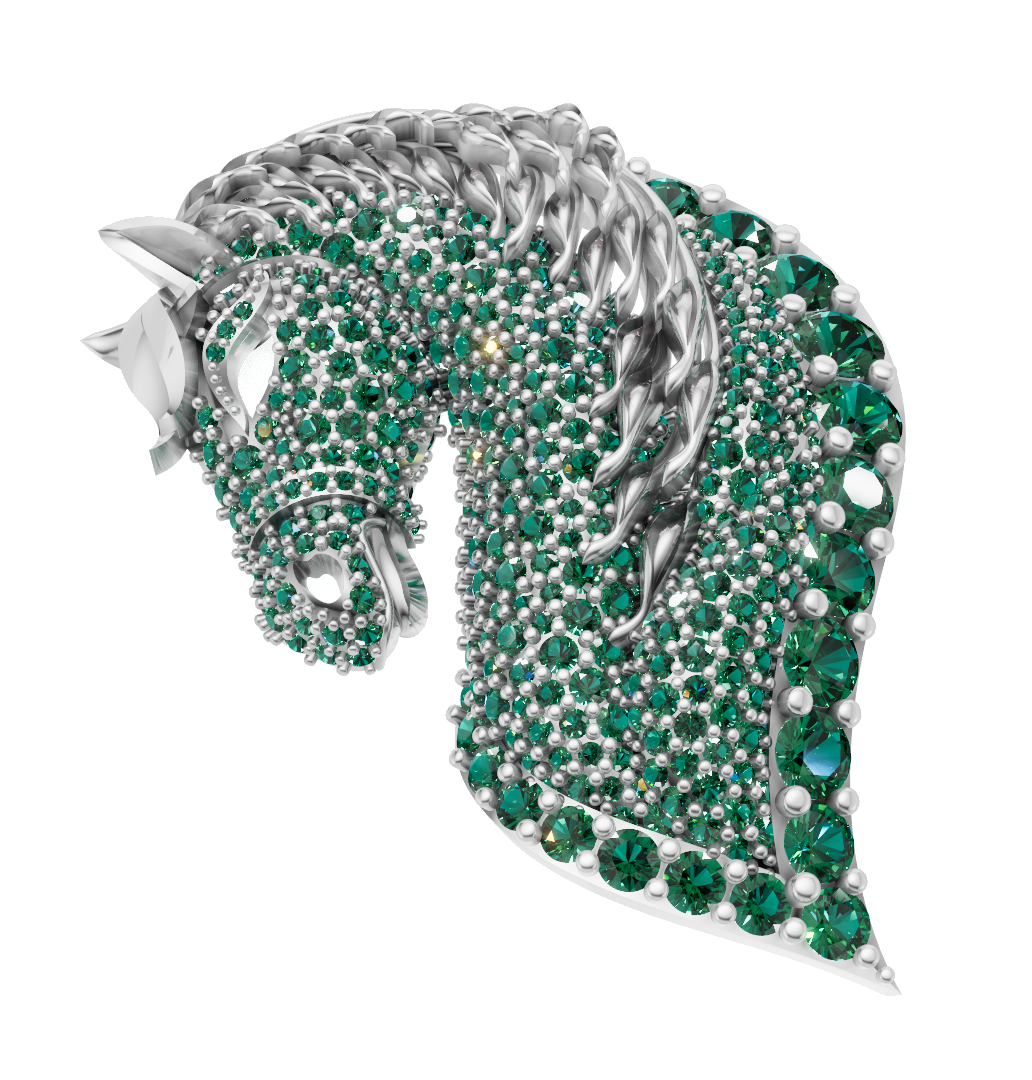 Horse Head Micro Pave With Daimond Set Pendent CAD FILE