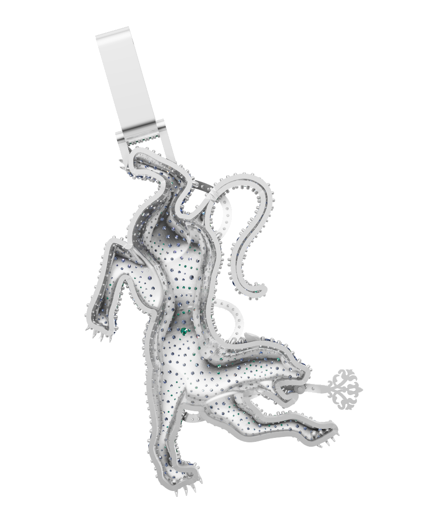 Diamond Panther Pendant  Micro Pave Stone CAD FILE