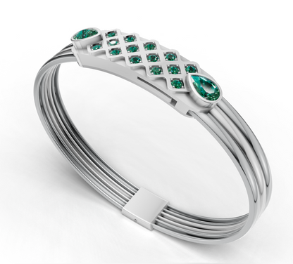 THREE WIRE OPENABLE DIAMOND BANGLE cad file