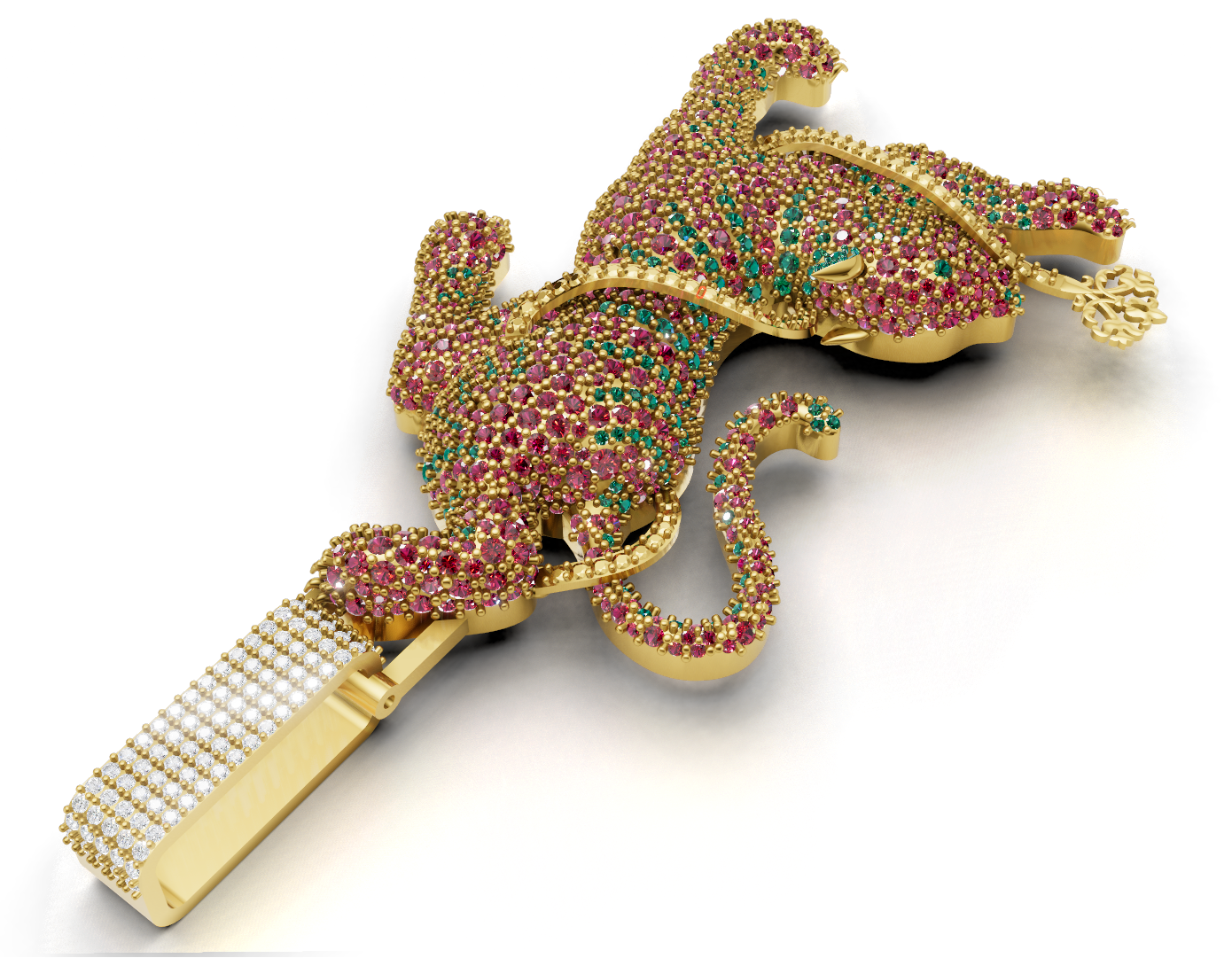 Diamond Panther Pendant  Micro Pave Stone CAD FILE