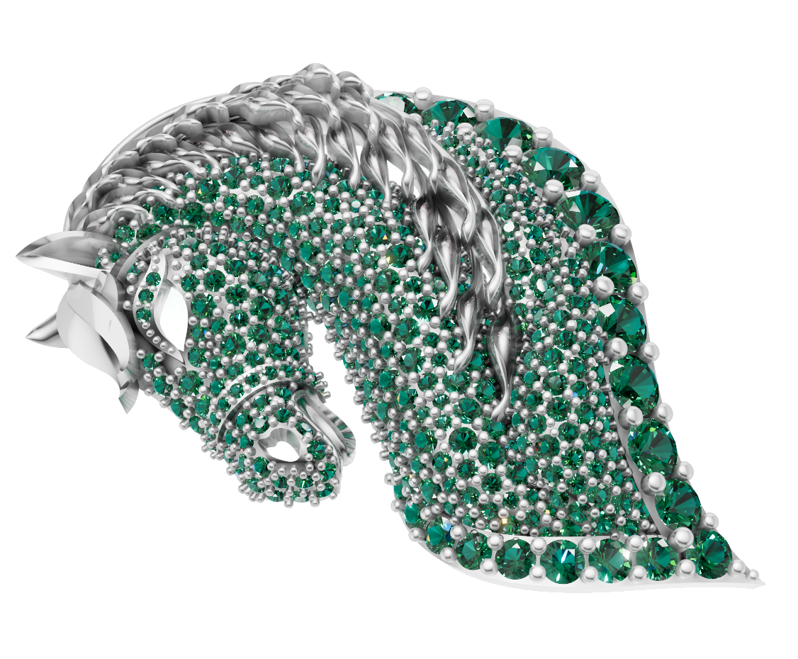 Horse Head Micro Pave With Daimond Set Pendent CAD FILE