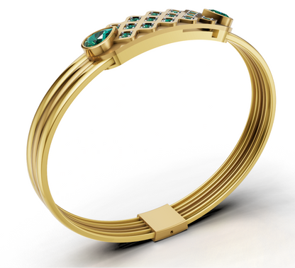 THREE WIRE OPENABLE DIAMOND BANGLE cad file